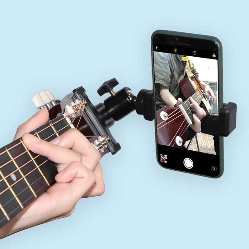 RockCheems Guitar Phone Holder Mount for Live Broadcast Video Recording, Suitable for iPhone and Samsung Smart Phones, Bass Ukulele Electric Guitar Accessories with 12pcs Guitar Picks, Guitar Gifts - Image 5